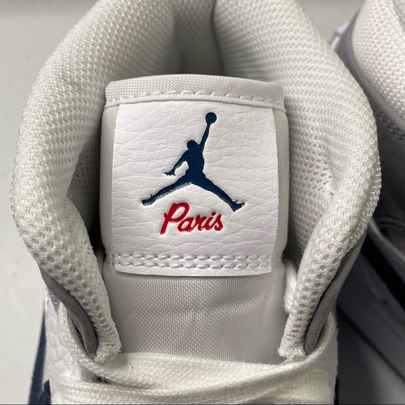 Air Jordan 1 Mid P1 Mens Size 9.5 White Leather Sneakers Basketball Shoes - Picture 9 of 13